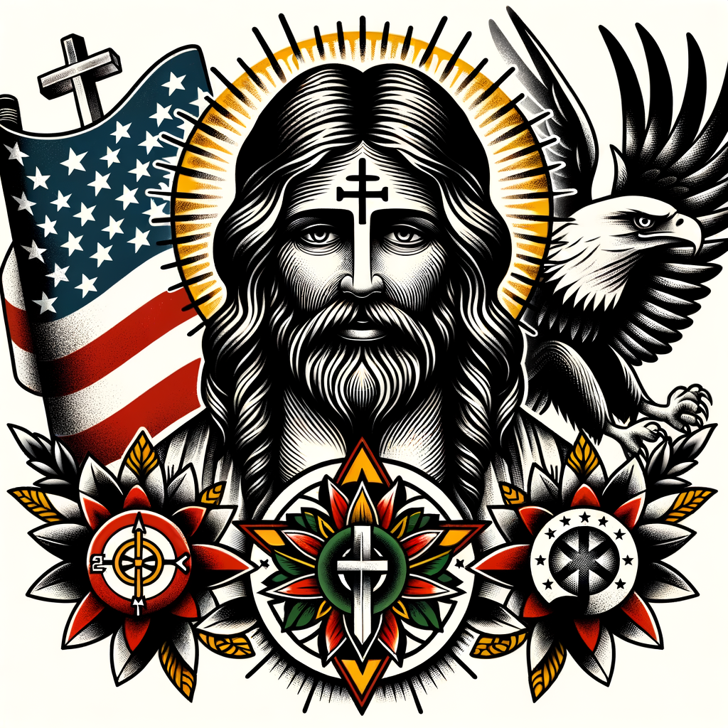 Religious & Patriotic Tattoo Design in American Traditional Style