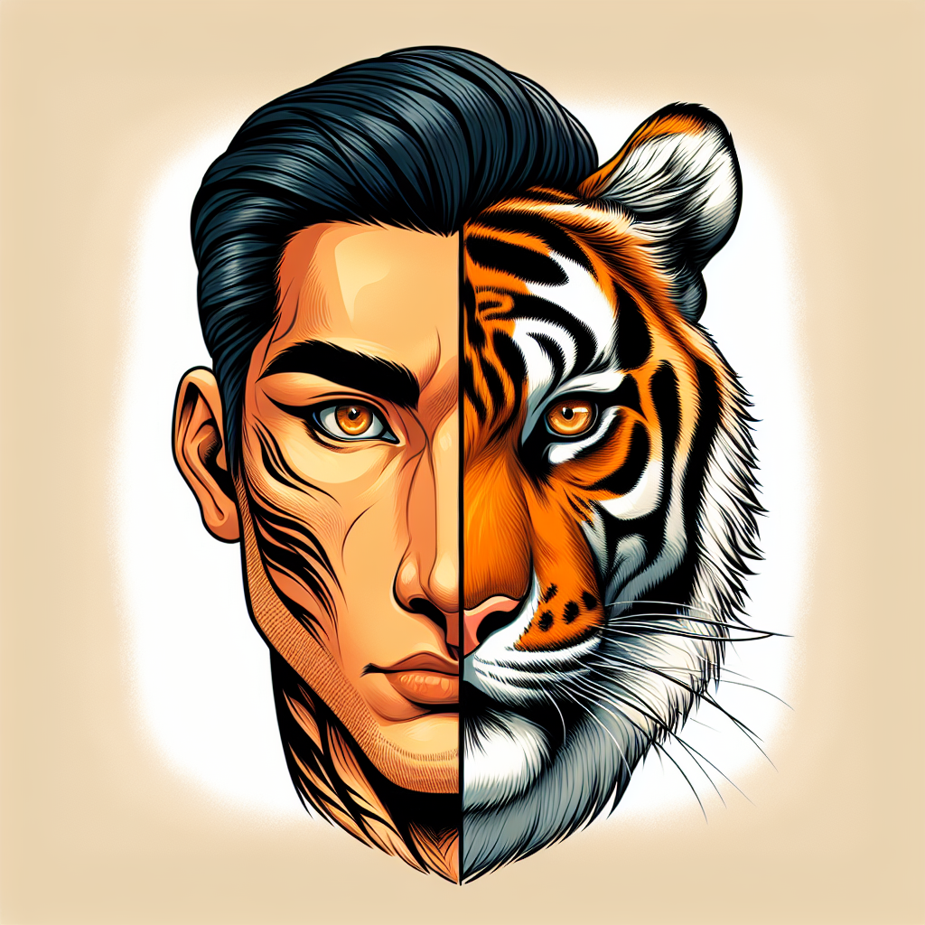 Stunning Half Human, Half Tiger Character in Vector