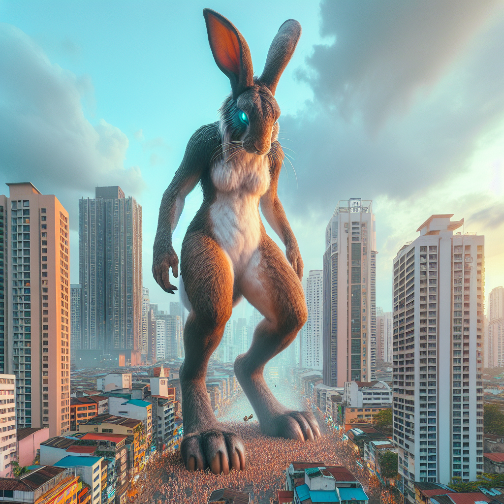 Giantess Judy Hopps in a Bustling Cityscape