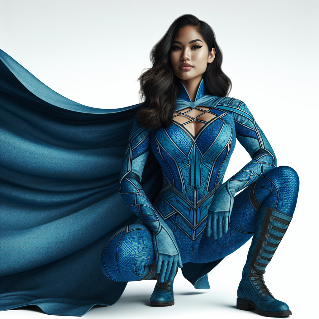 Superhero Woman in Blue Costume