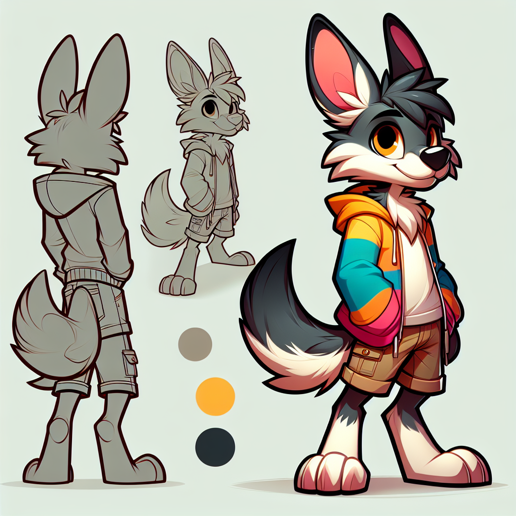 Hybrid Wolf-Rabbit Anthro Cartoon Character Design