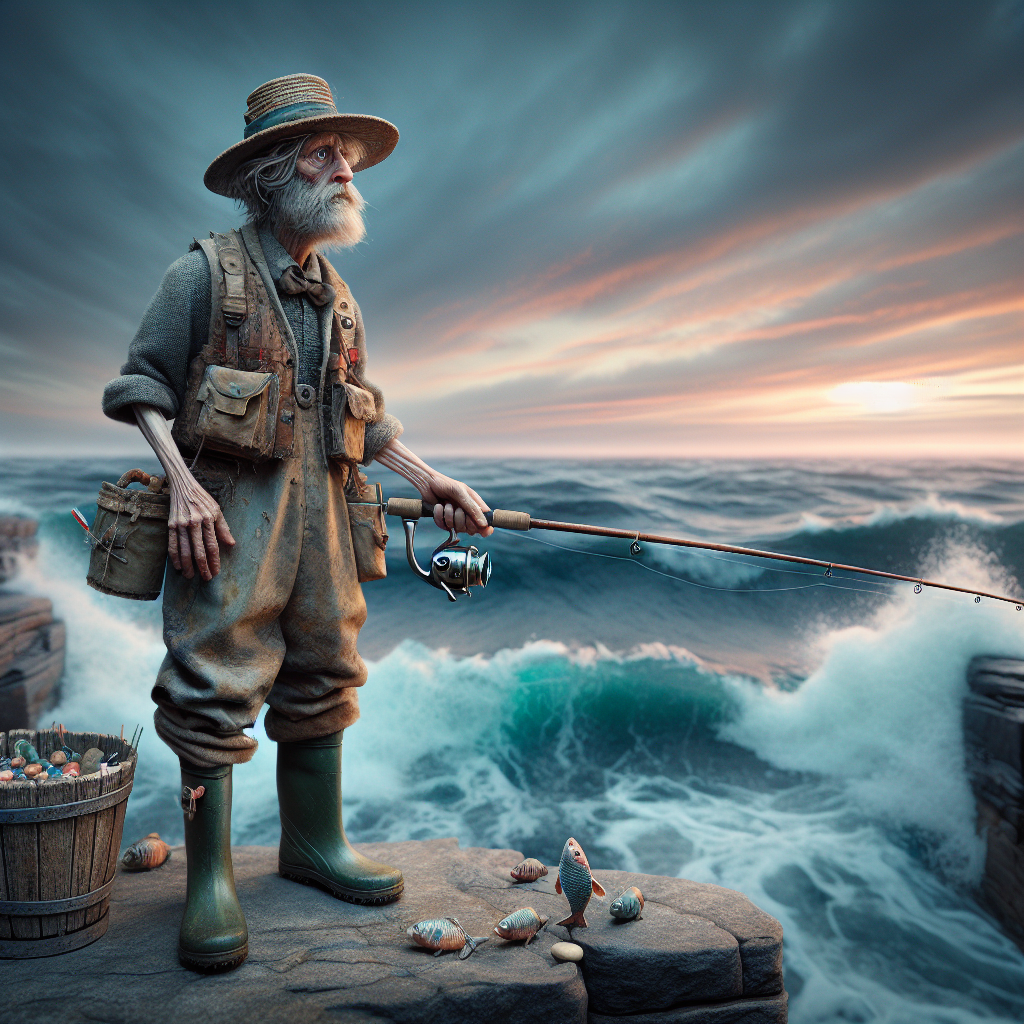 Surreal Fisherman Character Illustration