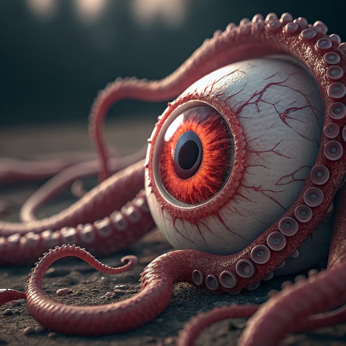 A Bloodshot Eyeball with Tentacles