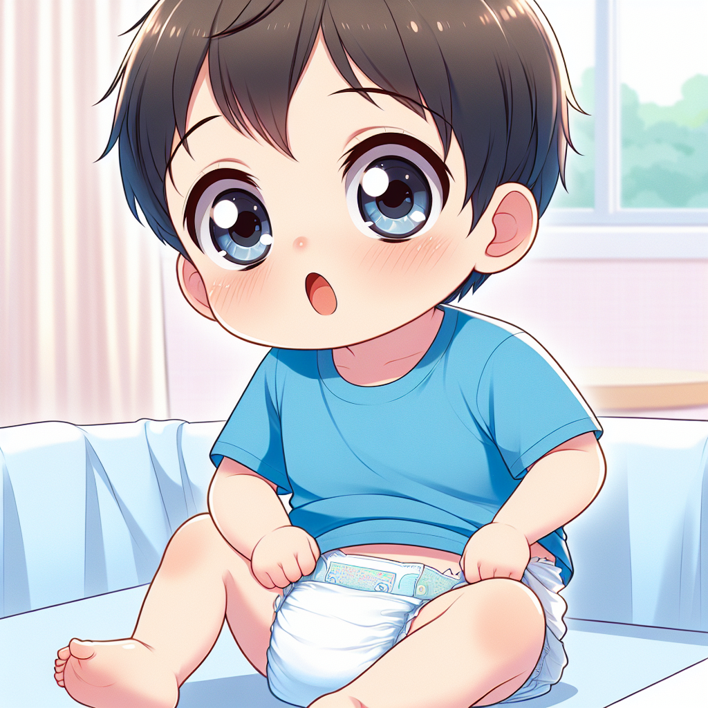 Adorable Anime Baby in Diaper Change