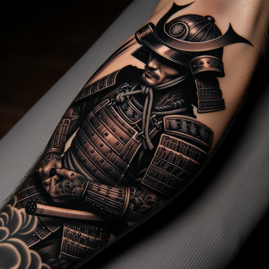 Traditional Japanese Samurai Forearm Tattoo