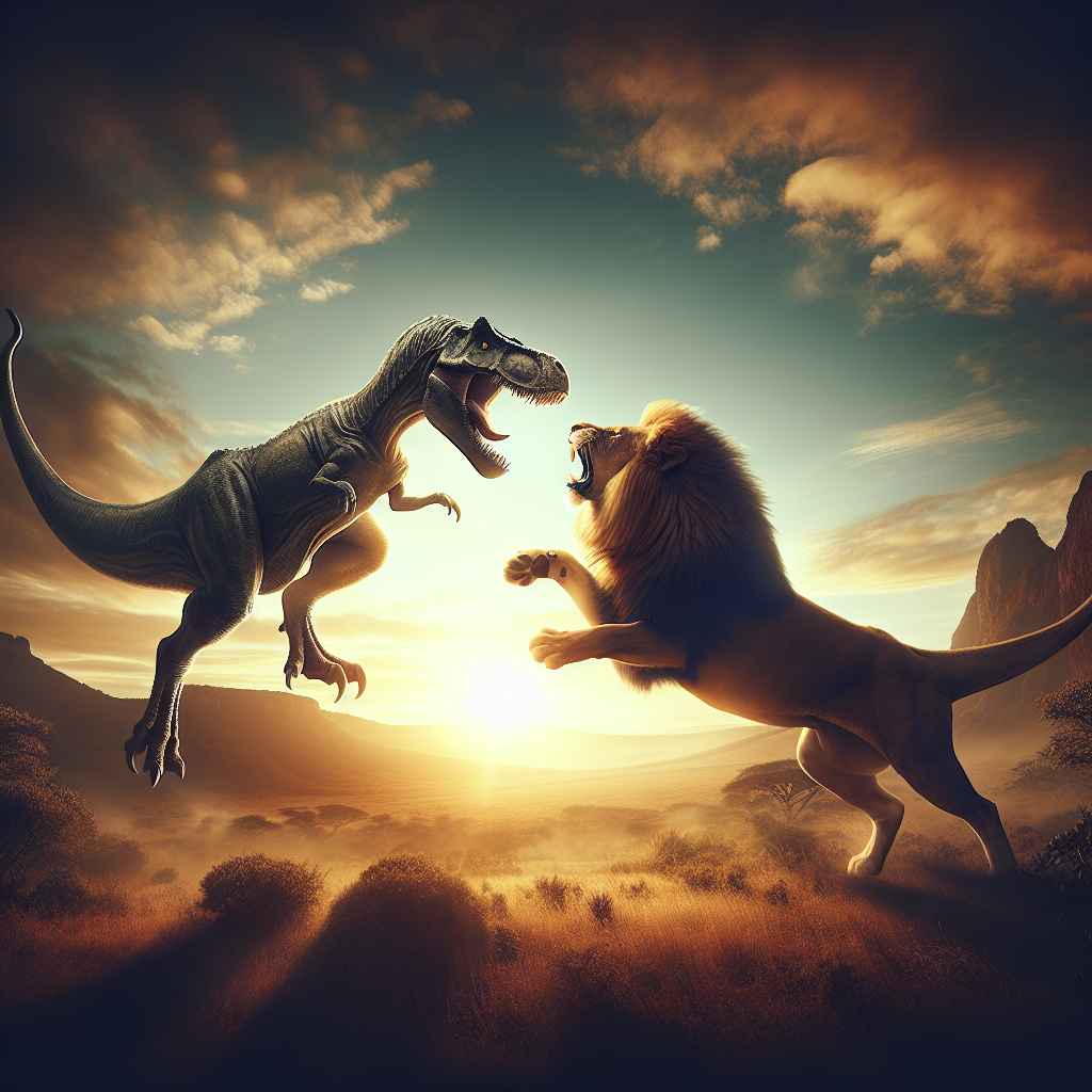 Fierce Lion vs Dinosaur Battle