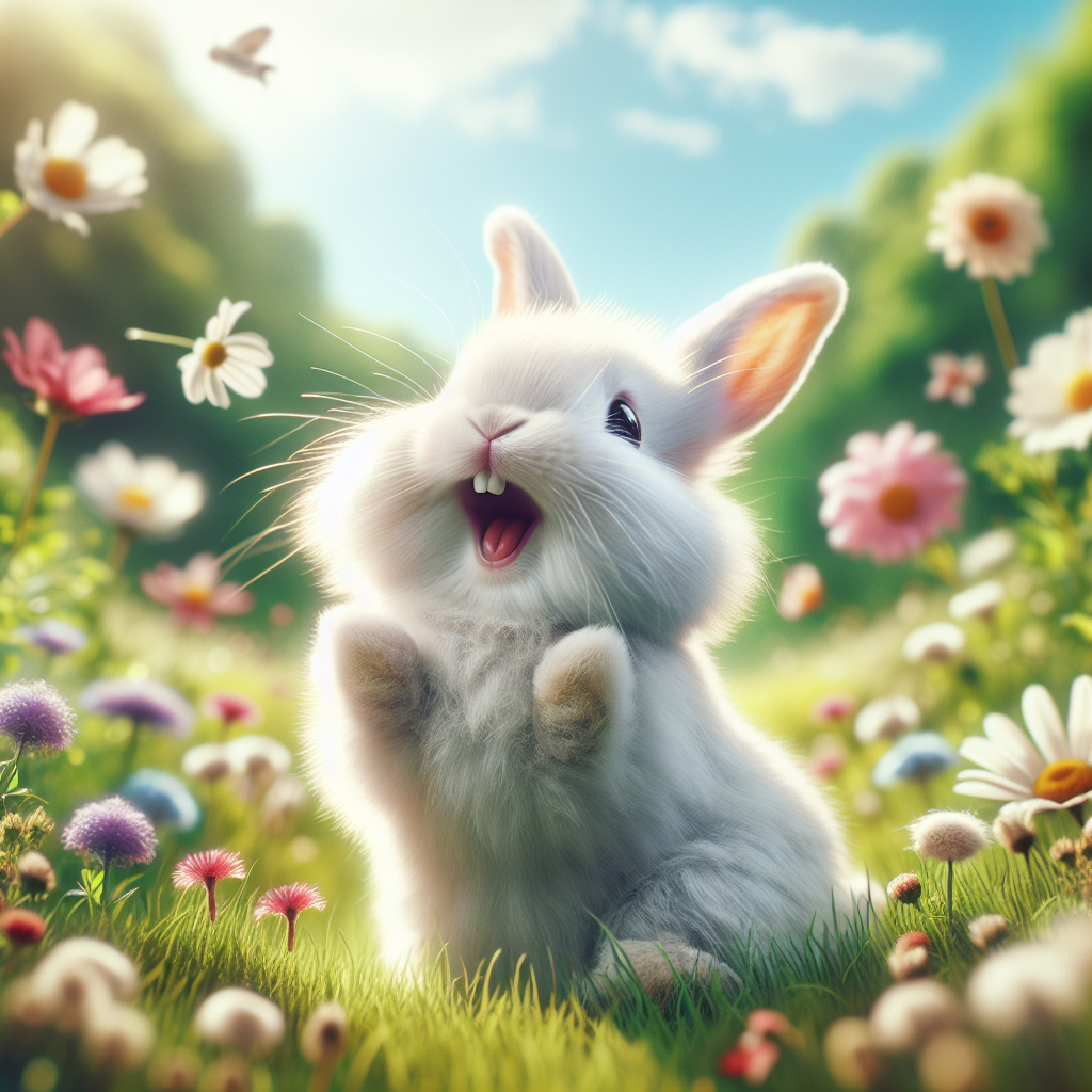 World's Happiest Bunny in a Vibrant Meadow