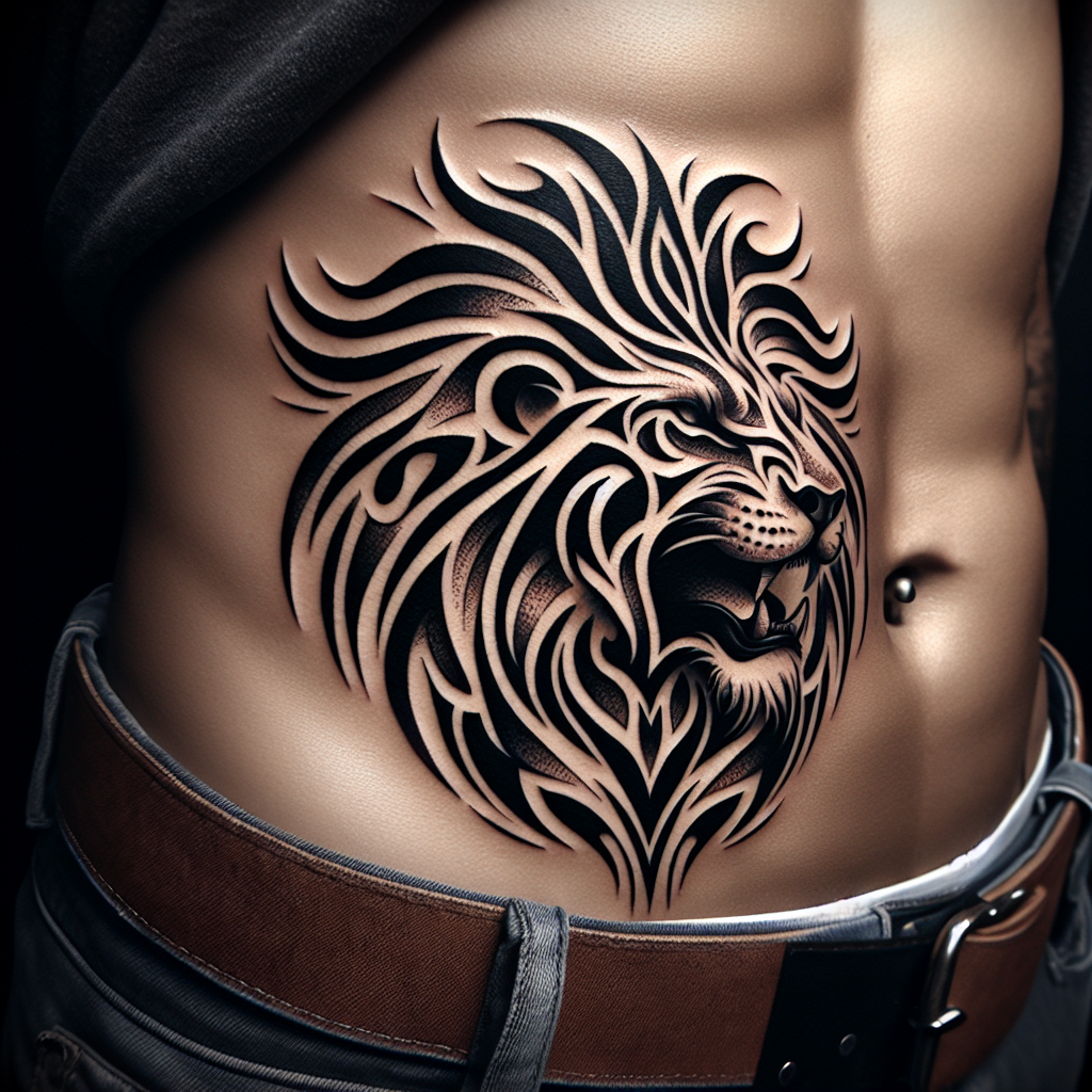 Fierce Lion Tribal Tattoo Design