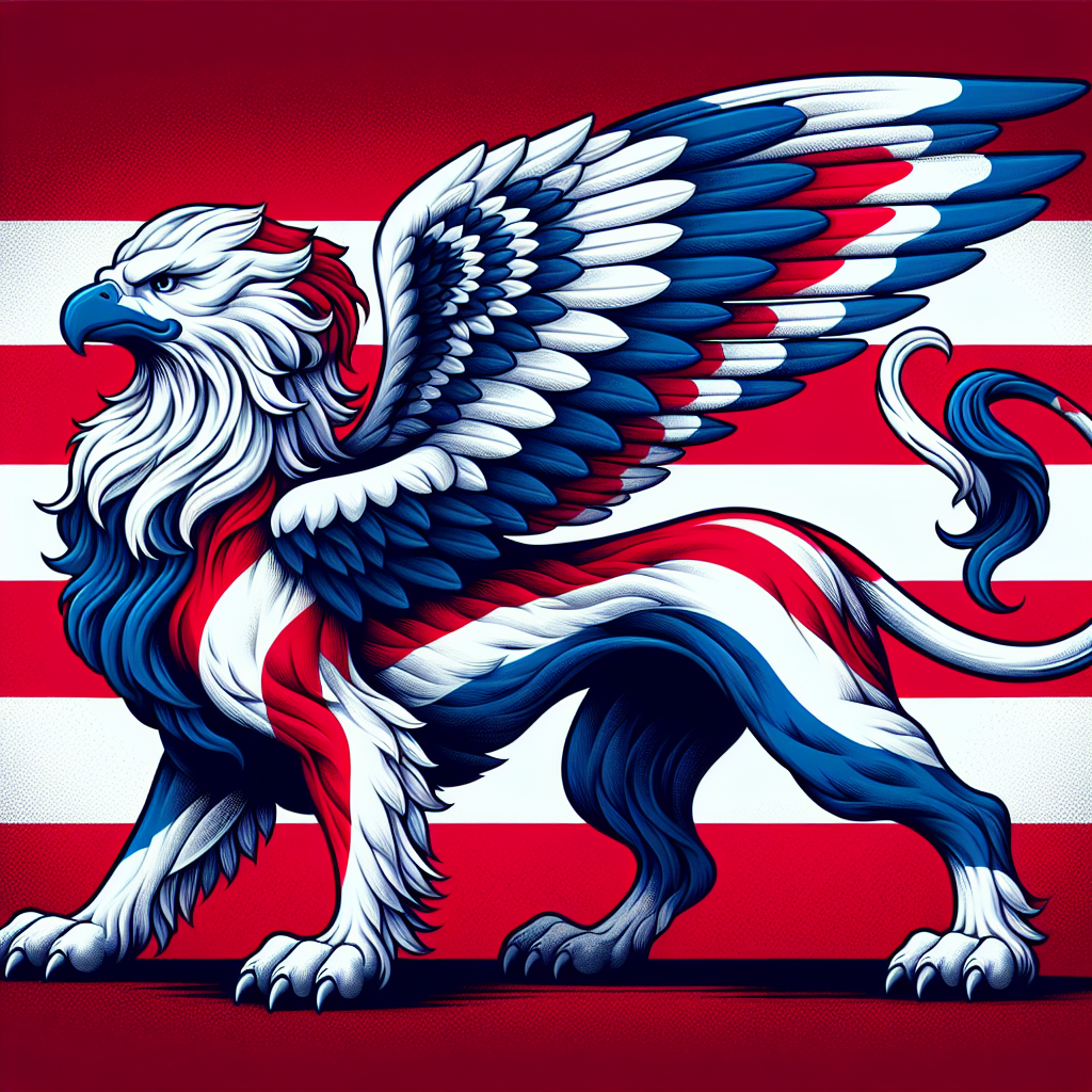 Majestic Griffin in Red, White, and Blue